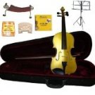 Merano 1/8 Size Gold Violin,Case,Bow+Rosin+2Sets Strings+2 Bridges+Tuner+Shoulder Rest+Music Stand