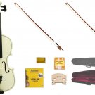 Merano 4/4 Size White Violin,Case,2 Bows+Rosin+2 Sets of Strings+2 Bridges+Tuner