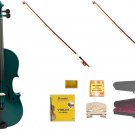 Merano 1/16 Size Green Violin,Case,2 Bows+Rosin+2 Sets of Strings+2 Bridges+Tuner