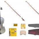 Merano 1/10 Size Silver Violin,Case,2 Bows+Rosin+2 Sets of Strings+2 Bridges+Tuner