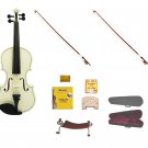 Merano 4/4 Size White Violin,Case,2 Bows+Rosin+2 Sets of Strings+2 Bridges+Tuner+Shoulder Rest