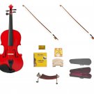 Merano 4/4 Size Red Violin,Case,2 Bows+Rosin+2 Sets of Strings+2 Bridges+Tuner+Shoulder Rest