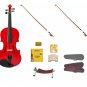 Merano 4/4 Size Red Violin,Case,2 Bows+Rosin+2 Sets of Strings+2 Bridges+Tuner+Shoulder Rest