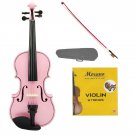 1/10 Size Pink Acoustic Violin, Bow+Case+Bridge+Rosin+2 Sets of Strings