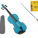1/16 Size Blue Acoustic Violin, Bow+Case+Bridge+Rosin+2 Sets of Strings
