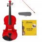4/4 Size Red Acoustic Violin, Bow+Case+Bridge+Rosin+2 Sets of Strings