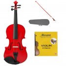 4/4 Size Red Acoustic Violin,  Bow+Case+Bridge+Rosin+2 Sets of Strings