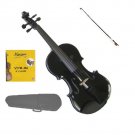 1/16 Size Black Acoustic Violin,  Bow+Case+Bridge+Rosin+2 Sets of Strings