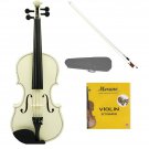 1/2 Size White Acoustic Violin,  Bow+Case+Bridge+Rosin+Strings