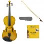 1/16 Size Gold Acoustic Violin, Bow+Case+Bridge+Rosin+2 Sets of Strings