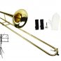 B Flat Gold Slide Trombone with Case+Free Music Stand