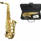 E Flat Gold Brass Alto Saxophone with Case and Accessories