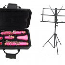 B Flat PINK Clarinet with Zippered Carrying Case+Music Stand