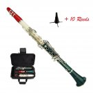 MERANO RED-WHITE-GREEN TRI COLOR ABS CLARINET WITH CASE, STAND, EXTRA 10 REEDS