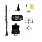 BLACK CLARINET WITH CASE,11 REEDS, METRO TUNER,2 STANDS