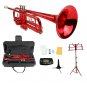 B Flat Red Trumpet,Case+Mouth Piece+Valve Oil+Metro Tuner+Red Music Stand+Trumpet Stand