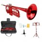 B Flat Red Trumpet,Case+Mouth Piece+Valve Oil+Red Music Stand+Trumpet Stand