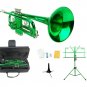 B Flat Green Trumpet,Case+Mouth Piece+Music Stand+Trumpet Stand