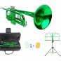 B Flat Green Trumpet,Case+Mouth Piece+ Music Stand