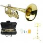 B Flat Gold Trumpet,Case+Mouth Piece+Yellow Music Stand