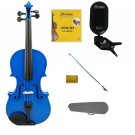 Merano 4/4 Size Blue Violin,Case,Bow+Rosin+2 Sets Strings+Chromatic Clip On Tuner