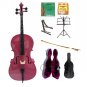 Merano 1/4 Size Hot Pink Cello, Hard Case,Soft Bag,Bow,2 Sets Strings,Tuner,Rosin,2 Stands