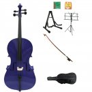 Merano 1/8 Size Purple Cello w/Bag,Bow+Rosin+2 Sets Strings+Tuner+Cello Stand+Music Stand
