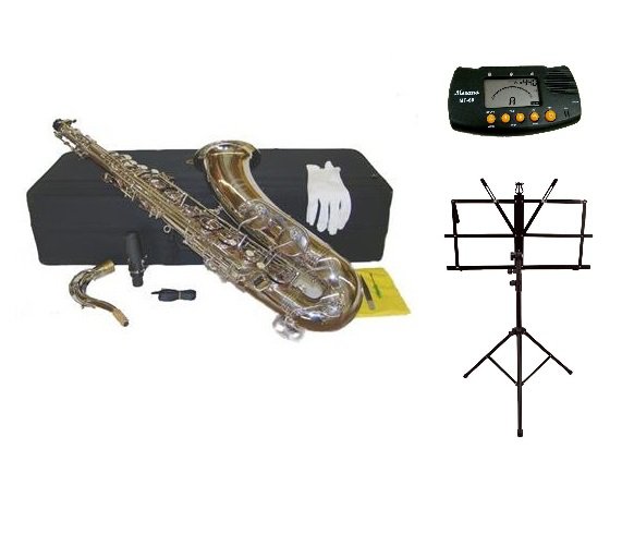 Merano B Flat SILVER Tenor Saxophone with Hard Case+Free Metro Tuner