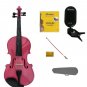 3/4 Size Hot Pink Violin,Case, Bow+Rosin+2 Sets Strings+Clip On Tuner