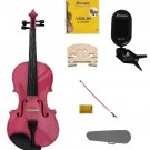 4/4 Size Hot Pink Violin,Case,Bow+Rosin+2 Sets Strings+2 Bridges+Tuner