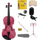 Merano 4/4 Pink Violin,Case, Bow+Rosin+2 Bridges+Tuner+Shoulder Rest+Pink Stand+Mute