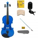 4/4 Size Blue Violin,Case, Bow+Rosin+2 Sets Strings+2 Bridges+Tuner