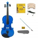 4/4 Size Blue Violin,Case,Blue Bow+Rosin+2 Sets Strings+2 Bridges+Shoulder Rest