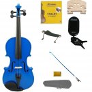 4/4 Size Blue Violin,Case, Bow+Rosin+Strings+2 Bridges+Tuner+Shoulder Rest
