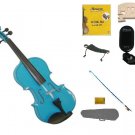 4/4 Size Blue Violin,Case,Bow+Rosin+Strings+2 Bridges+Tuner+Shoulder Rest