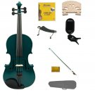 4/4 Size Green Violin,Case, Bow+Rosin+Strings+2 Bridges+Tuner+Shoulder Rest