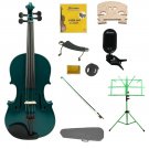 4/4 Green Violin,Case,Bow+Rosin+2 Bridges+Tuner+Shoulder Rest+Green Stand+Mute
