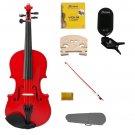 4/4 Size Red Violin,Case, Bow+Rosin+2 Sets Strings+2 Bridges+Tuner