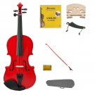 4/4 Size Red Violin,Case, Bow+Rosin+2 Sets Strings+2 Bridges+Shoulder Rest