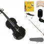 1/10 Size Black Violin,Case,Bow+Rosin+Strings+2 Bridges+Tuner+Shoulder Rest