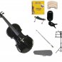 1/4 Black Violin,Case,Bow+Rosin+2 Bridges+Tuner+Shoulder Rest+Black Stand