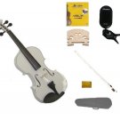 Merano 4/4 Size White Violin,Case, Bow+Rosin+2 Sets Strings+2 Bridges+Tuner