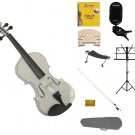 4/4 White Violin,Case,Bow+Rosin+2 Bridges+Tuner+Shoulder Rest+Black Stand