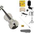 1/10 White Violin,Case, Bow+Rosin+2 Bridges+Tuner+Shoulder Rest+ Stand+Mute