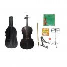 Merano 4/4 Size Black Cello w/Bag,Bow+Rosin+Strings+Tuner+Cello Stand+Music Stand