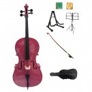 Merano 1/4 Size Hot Pink Cello w/Bag,Bow+Rosin+2 Sets Strings+Tuner+Cello Stand+Music Stand