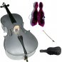 Merano 1/4 Size Silver Cello with Case, Bag, Bow, Rosin