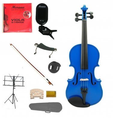 Merano Acoustic 10" BLUE Student Viola,Case,Bow & Much More