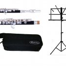 New Key of C Black / Silver Piccolo with Carrying Case,Music Stand