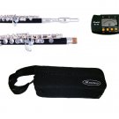New Key of C Black / Silver Piccolo with Carrying Case,Metro Tuner